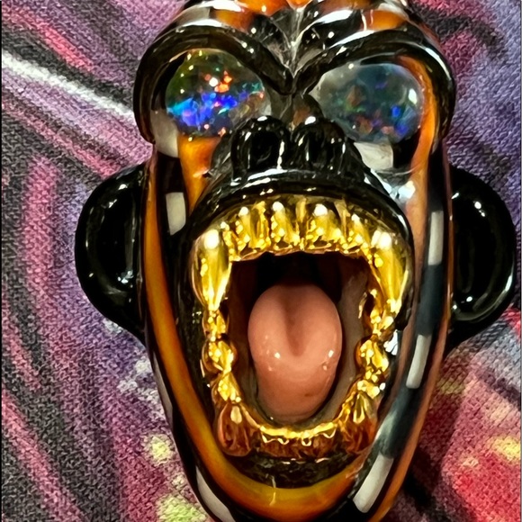 2016 FireFly Glass, Orange/Blk “Gold Grill Gorilla” heady pendant super RARE 1/1 - Picture 7 of 7